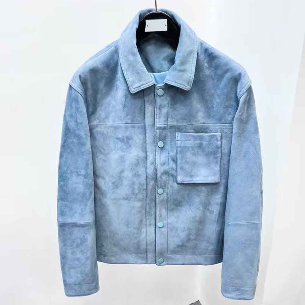Leather Work Jacket - 2025 Neue Herren Luxus Blaue Wildlederjacke