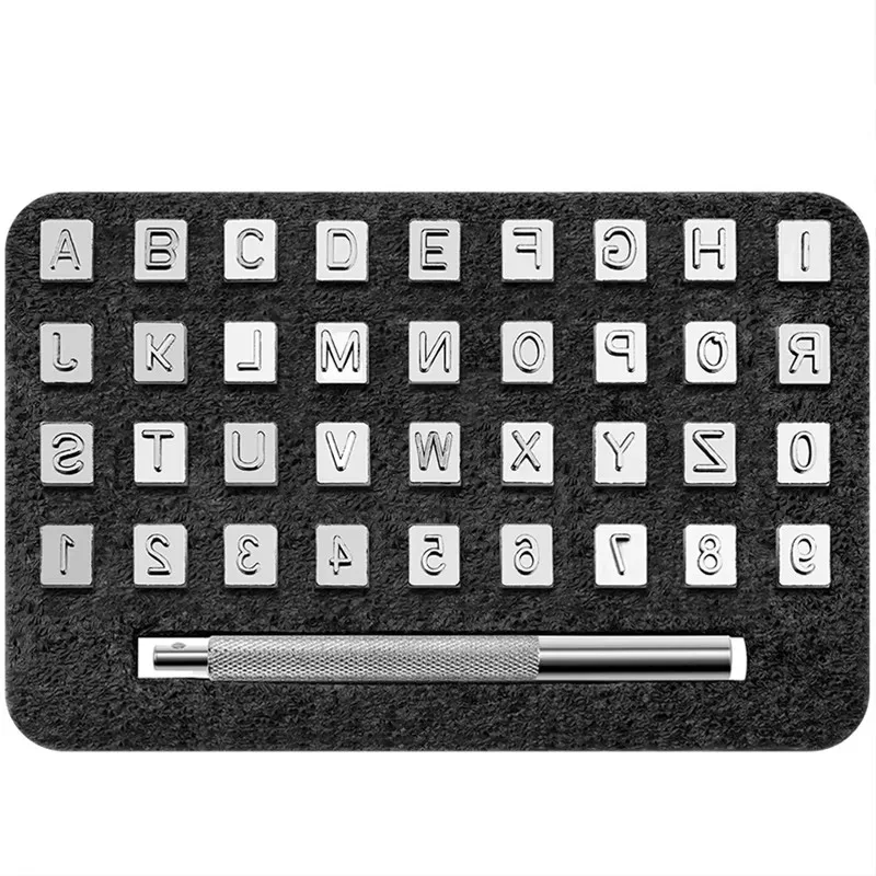 Leather Stamp Set - 36-teiliges 3mm/6mm Edelstahl Alphabet- und Zahlen-Stempelset