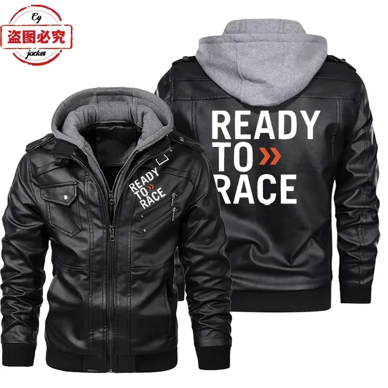 Leather Work Jacket With Hood - Ready To Race Logo Bedruckte Offroad-Ausdauerrennen