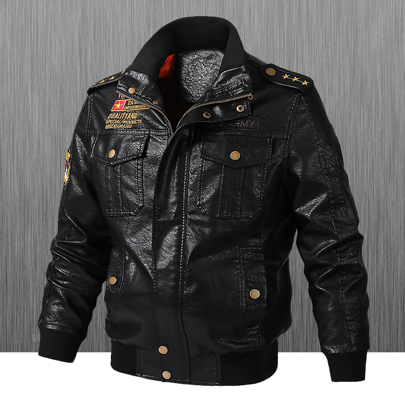 Leather Work Jacket - Slim Fit Biker-Lederjacke für Herren, Lässiger