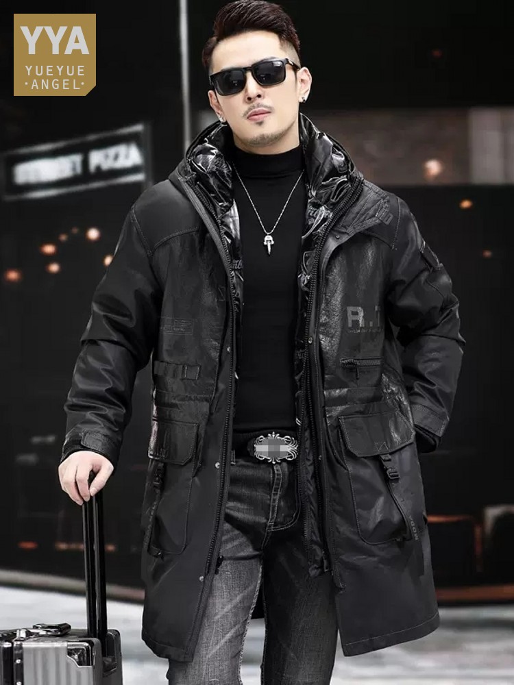 Leather Work Jacket With Hood - Winter Echtes Leder Mantel Männer Mit