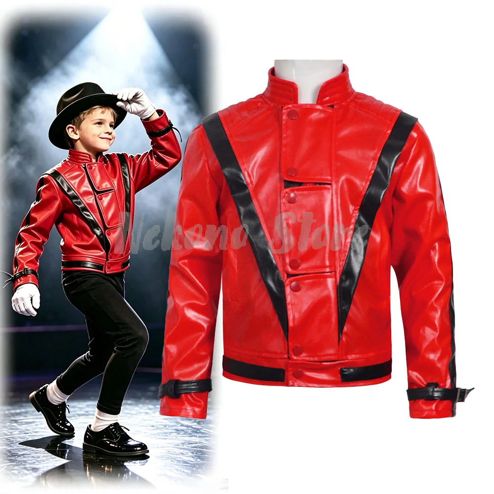 Leather Work Jacket - Michael Jackson Thriller Gruselkostüm Rote Lederjacke