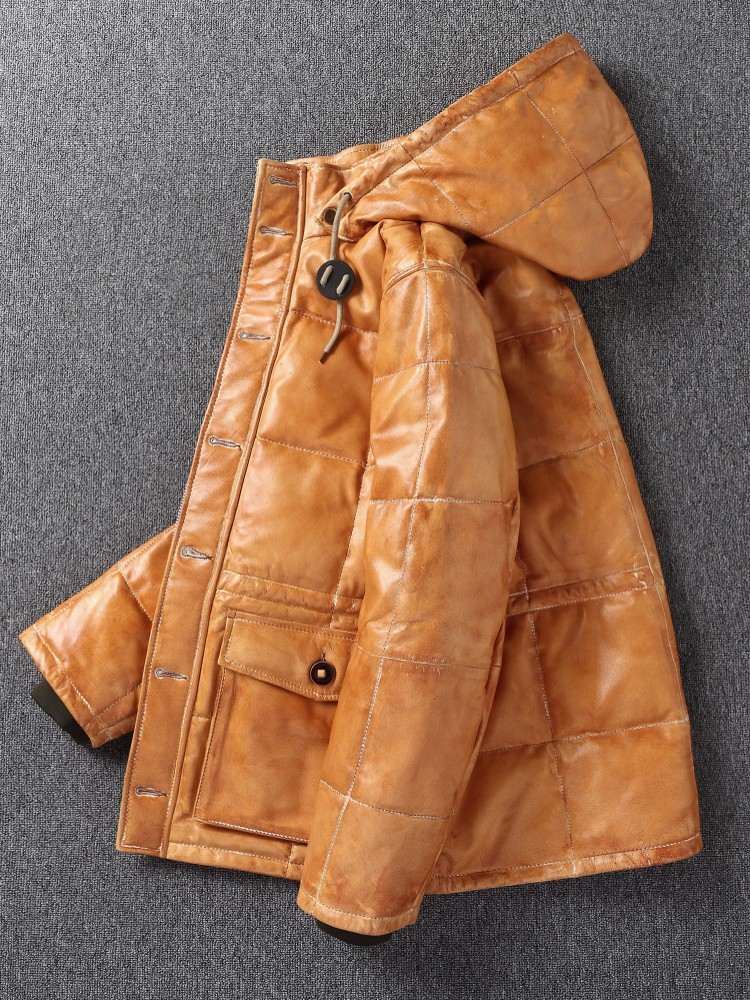 Winter Herren Schafsleder Echt – Leather Work Jacket With Hood Bewertung und Preis