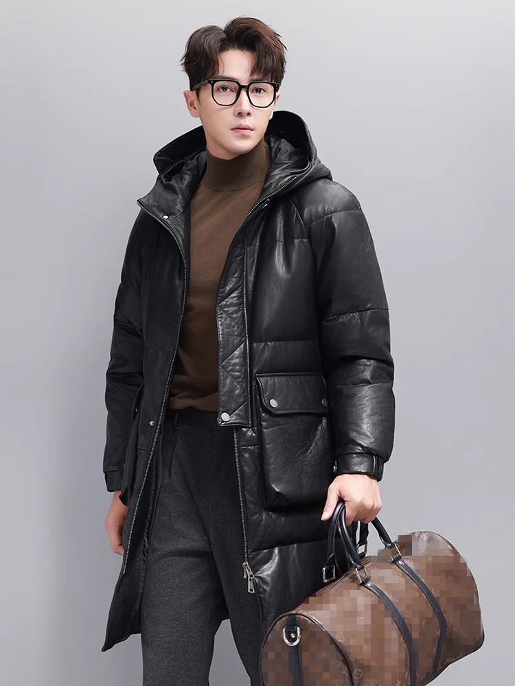 Winter Herren Warme Gänsedaune – Leather Work Jacket With Hood Bewertung und Preis