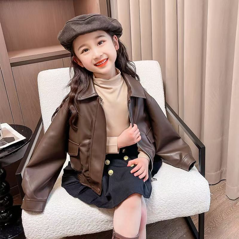 1-14 Jahre Mädchen Kurze PU-Le – Leather Work Jacket Bewertung und Preis