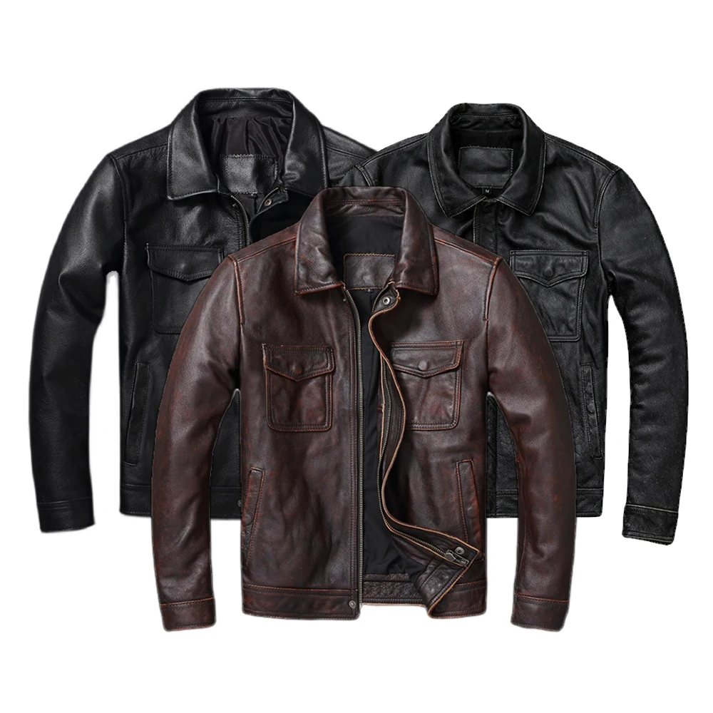 Vintage braun rot echte Lederj – Leather Work Jacket Bewertung und Preis